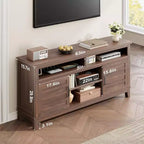 Meuble TV moderne 65 po | Portes doubles semi-ouvertes et 8 compartiments | 3 tablettes réglables | PB+MDF | pour salon et chambre à coucher