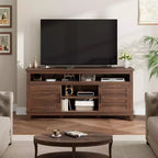 65 Modern TV Stand | Semi-Open Double Doors & 8 Compartments | 3 Adjustable Shelves | PB+MDF | for Living Room & Bedroom