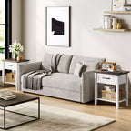 Tables de chevet lot de 2, Table d'appoint avec tiroir, Table latérale pour petits espaces, Étagères de rangement à 2 niveaux avec commode, Table de chevet