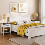 Tables de chevet lot de 2, Table d'appoint avec tiroir, Table latérale pour petits espaces, Étagères de rangement à 2 niveaux avec commode, Table de chevet