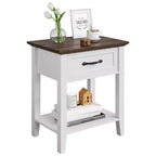 Tables de chevet lot de 2, Table d'appoint avec tiroir, Table latérale pour petits espaces, Étagères de rangement à 2 niveaux avec commode, Table de chevet