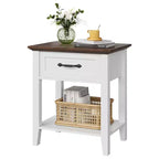 Tables de chevet lot de 2, Table d'appoint avec tiroir, Table latérale pour petits espaces, Étagères de rangement à 2 niveaux avec commode, Table de chevet