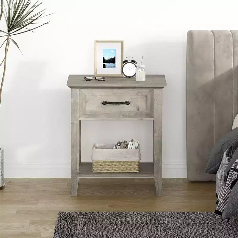 Tables de chevet lot de 2, Table d'appoint avec tiroir, Table latérale pour petits espaces, Étagères de rangement à 2 niveaux avec commode, Table de chevet