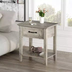 Tables de chevet lot de 2, Table d'appoint avec tiroir, Table latérale pour petits espaces, Étagères de rangement à 2 niveaux avec commode, Table de chevet