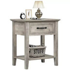 Tables de chevet lot de 2, Table d'appoint avec tiroir, Table latérale pour petits espaces, Étagères de rangement à 2 niveaux avec commode, Table de chevet