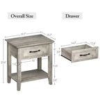 Tables de chevet lot de 2, Table d'appoint avec tiroir, Table latérale pour petits espaces, Étagères de rangement à 2 niveaux avec commode, Table de chevet