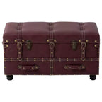 COZAYH Vintage Storage Bench, Upholstered Wooden Ottoman Padded Chest Box for Entryway, Bedroom, Living Room, Mid-Century Style, Dark Magenta