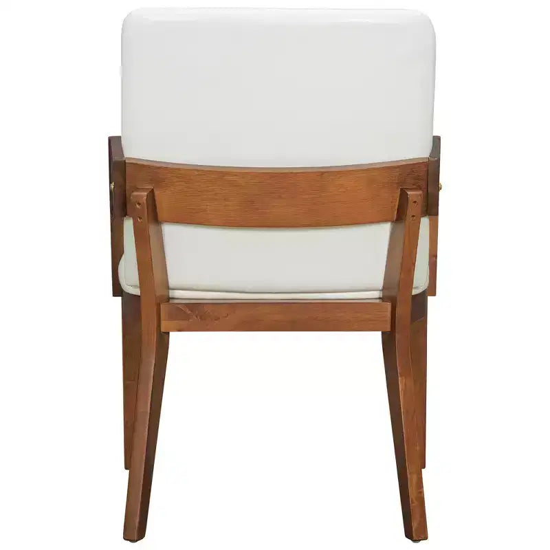 ModernLuxe Lot de 2 Chaises de Salle à Manger en Similicuir Rembourrées, Chaise d'Appoint avec Assise Capitonnée Blanc Brillant et Cadre en Bois, Chaise Fauteuil Chaise Sans Accoudoirs, Noir/Noyer