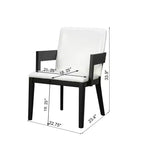 ModernLuxe Lot de 2 Chaises de Salle à Manger en Similicuir Rembourrées, Chaise d'Appoint avec Assise Capitonnée Blanc Brillant et Cadre en Bois, Chaise Fauteuil Chaise Sans Accoudoirs, Noir/Noyer