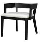 ModernLuxe Lot de 2 Chaises de Salle à Manger en Similicuir Rembourrées, Chaise d'Appoint avec Assise Capitonnée Blanc Brillant et Cadre en Bois, Chaise Fauteuil Chaise Sans Accoudoirs, Noir/Noyer