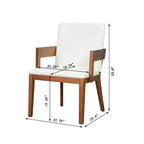 ModernLuxe Lot de 2 Chaises de Salle à Manger en Similicuir Rembourrées, Chaise d'Appoint avec Assise Capitonnée Blanc Brillant et Cadre en Bois, Chaise Fauteuil Chaise Sans Accoudoirs, Noir/Noyer