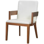 ModernLuxe Lot de 2 Chaises de Salle à Manger en Similicuir Rembourrées, Chaise d'Appoint avec Assise Capitonnée Blanc Brillant et Cadre en Bois, Chaise Fauteuil Chaise Sans Accoudoirs, Noir/Noyer