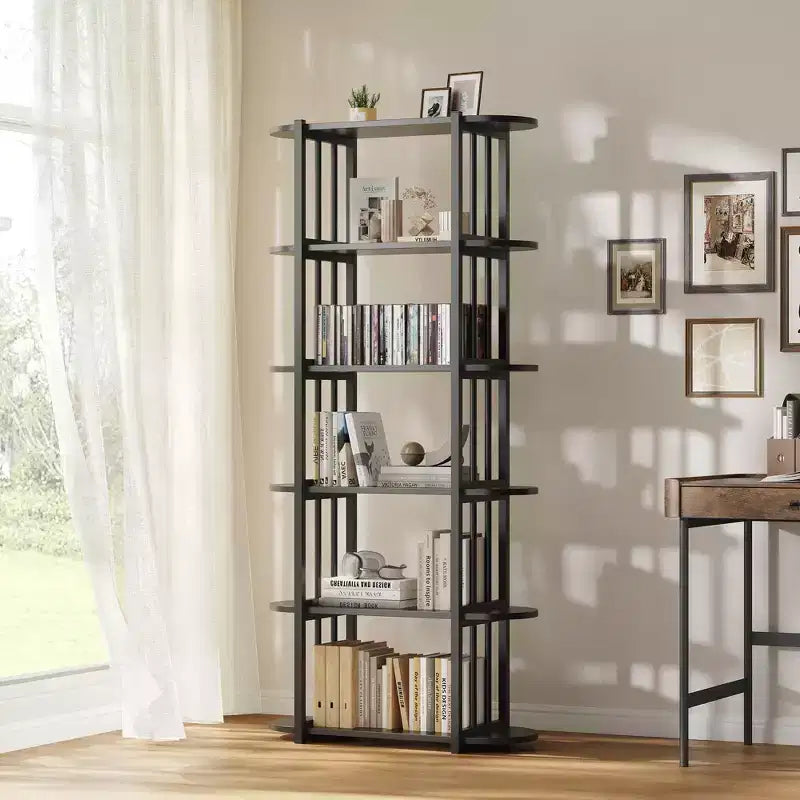 Bibliothèque à 6 niveaux, Organisateur de rangement de bibliothèque pour bureau à domicile, Unité d'étagères de rangement autoportante pour chambre à coucher, salon et bureau à domicile