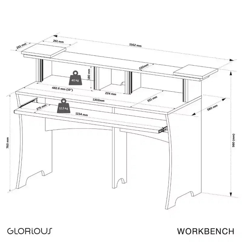 Bureau de studio Glorious Workbench, Noir