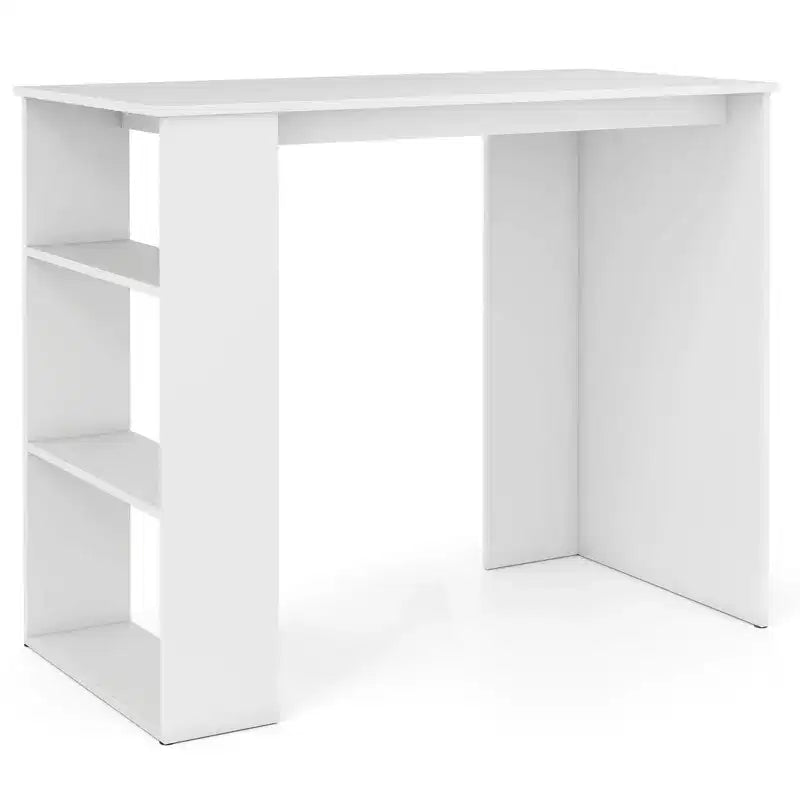 Costway 35,5" Bureau Compact pour PC Portable Style Moderne avec Étagère Latérale Blanc/Noir/Gris/Marron