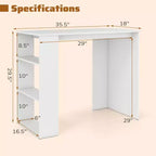 Costway 35,5" Bureau Compact pour PC Portable Style Moderne avec Étagère Latérale Blanc/Noir/Gris/Marron