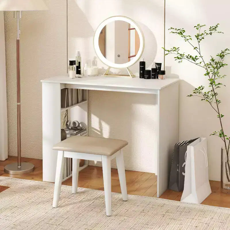 Costway 35,5" Bureau Compact pour PC Portable Style Moderne avec Étagère Latérale Blanc/Noir/Gris/Marron