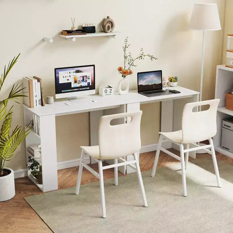 Costway 35,5" Bureau Compact pour PC Portable Style Moderne avec Étagère Latérale Blanc/Noir/Gris/Marron