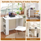 Costway 35,5" Bureau Compact pour PC Portable Style Moderne avec Étagère Latérale Blanc/Noir/Gris/Marron
