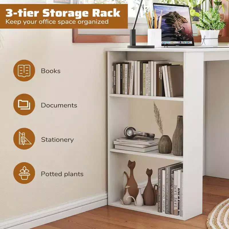 Costway 35,5" Bureau Compact pour PC Portable Style Moderne avec Étagère Latérale Blanc/Noir/Gris/Marron