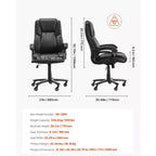 Chaise de Bureau de Direction VEVOR avec Support Lombaire à Bouton, Chaise de Bureau 227 kg, Chaises de Bureau Inclinables en Cuir PU Réglables en Hauteur, Noir