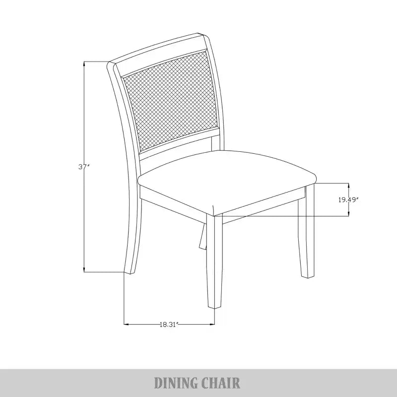 ChaletPosh Lot de 2 chaises de salle à manger en bois noir avec cannage et housse gris clair