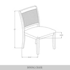 ChaletPosh Lot de 2 chaises de salle à manger en bois noir avec cannage et housse gris clair