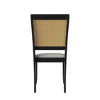 ChaletPosh Lot de 2 chaises de salle à manger en bois noir avec cannage et housse gris clair