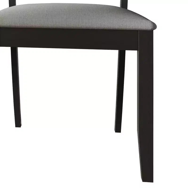 ChaletPosh Lot de 2 chaises de salle à manger en bois noir avec cannage et housse gris clair