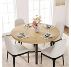 Table à manger ronde de 47'', Table de cuisine ronde industrielle pour 4 à 6 personnes, Meubles de cuisine en bois avec pieds en métal robustes pour petite salle à manger
