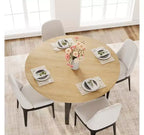Table à manger ronde de 47'', Table de cuisine ronde industrielle pour 4 à 6 personnes, Meubles de cuisine en bois avec pieds en métal robustes pour petite salle à manger