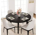 Table à manger ronde de 47'', Table de cuisine ronde industrielle pour 4 à 6 personnes, Meubles de cuisine en bois avec pieds en métal robustes pour petite salle à manger