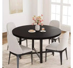 Table à manger ronde de 47'', Table de cuisine ronde industrielle pour 4 à 6 personnes, Meubles de cuisine en bois avec pieds en métal robustes pour petite salle à manger