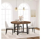 Table à manger ronde de 47'', Table de cuisine ronde industrielle pour 4 à 6 personnes, Meubles de cuisine en bois avec pieds en métal robustes pour petite salle à manger
