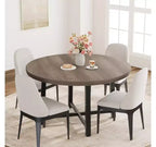 Table à manger ronde de 47'', Table de cuisine ronde industrielle pour 4 à 6 personnes, Meubles de cuisine en bois avec pieds en métal robustes pour petite salle à manger