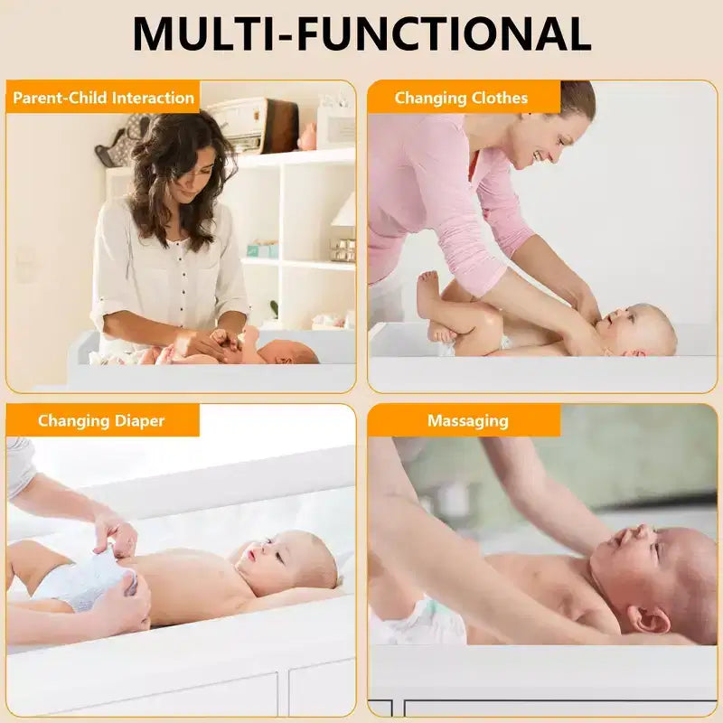 Commode de chambre d'enfant TROPOW avec plateau à langer, commode bébé 6 tiroirs avec kit anti-basculement, plateau étanche et barrières de sécurité, organisateur de rangement en MDF non toxique