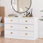 Commode de chambre d'enfant TROPOW avec plateau à langer, commode bébé 6 tiroirs avec kit anti-basculement, plateau étanche et barrières de sécurité, organisateur de rangement en MDF non toxique