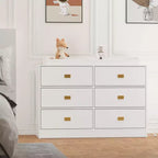 Commode de chambre d'enfant TROPOW avec plateau à langer, commode bébé 6 tiroirs avec kit anti-basculement, plateau étanche et barrières de sécurité, organisateur de rangement en MDF non toxique