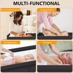 Commode de chambre d'enfant TROPOW avec plateau à langer, commode bébé 6 tiroirs avec kit anti-basculement, plateau étanche et barrières de sécurité, organisateur de rangement en MDF non toxique
