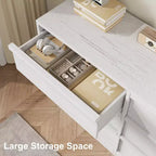 Commode à 6 tiroirs CuisinSmart pour chambre à coucher, double commode naturelle avec poignées concaves, commode moderne, blanche