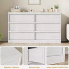 Commode à 6 tiroirs CuisinSmart pour chambre à coucher, double commode naturelle avec poignées concaves, commode moderne, blanche