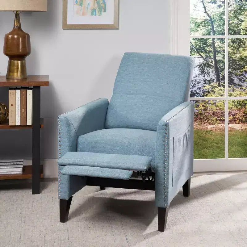 Fauteuil inclinable contemporain GDFStudio Alscot en tissu avec clous décoratifs
