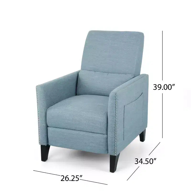 Fauteuil inclinable contemporain GDFStudio Alscot en tissu avec clous décoratifs