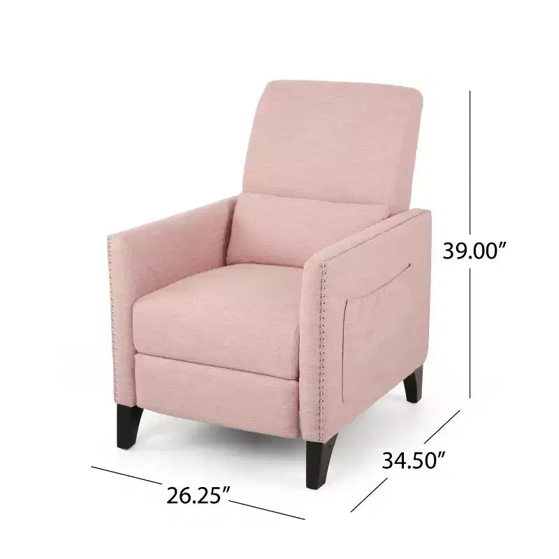 Fauteuil inclinable contemporain GDFStudio Alscot en tissu avec clous décoratifs