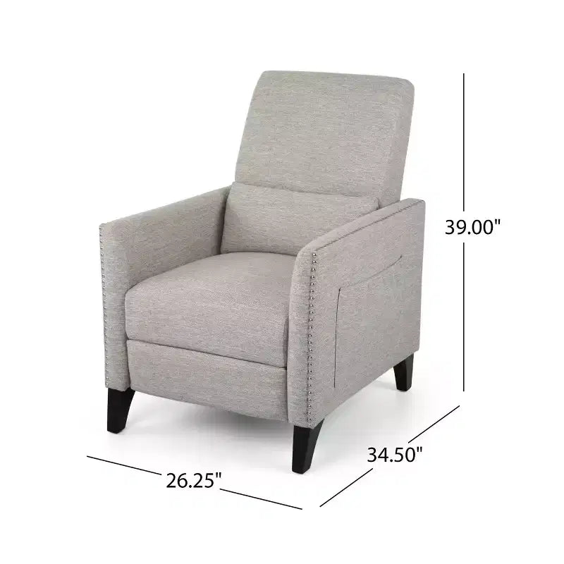 Fauteuil inclinable contemporain GDFStudio Alscot en tissu avec clous décoratifs