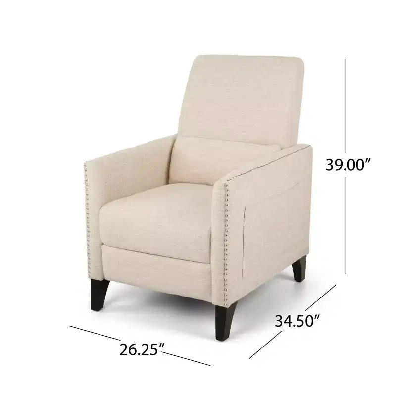 Fauteuil inclinable contemporain GDFStudio Alscot en tissu avec clous décoratifs
