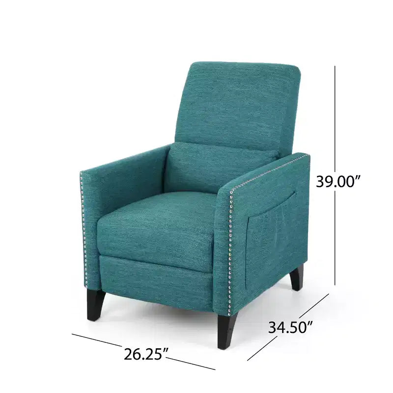 Fauteuil inclinable contemporain GDFStudio Alscot en tissu avec clous décoratifs