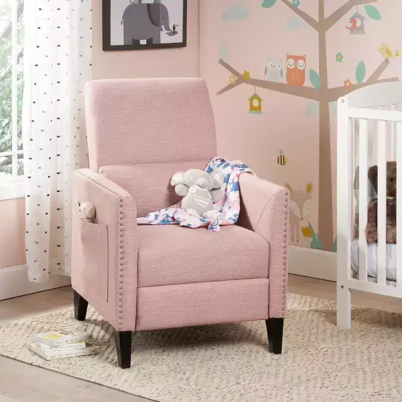 Fauteuil inclinable contemporain GDFStudio Alscot en tissu avec clous décoratifs