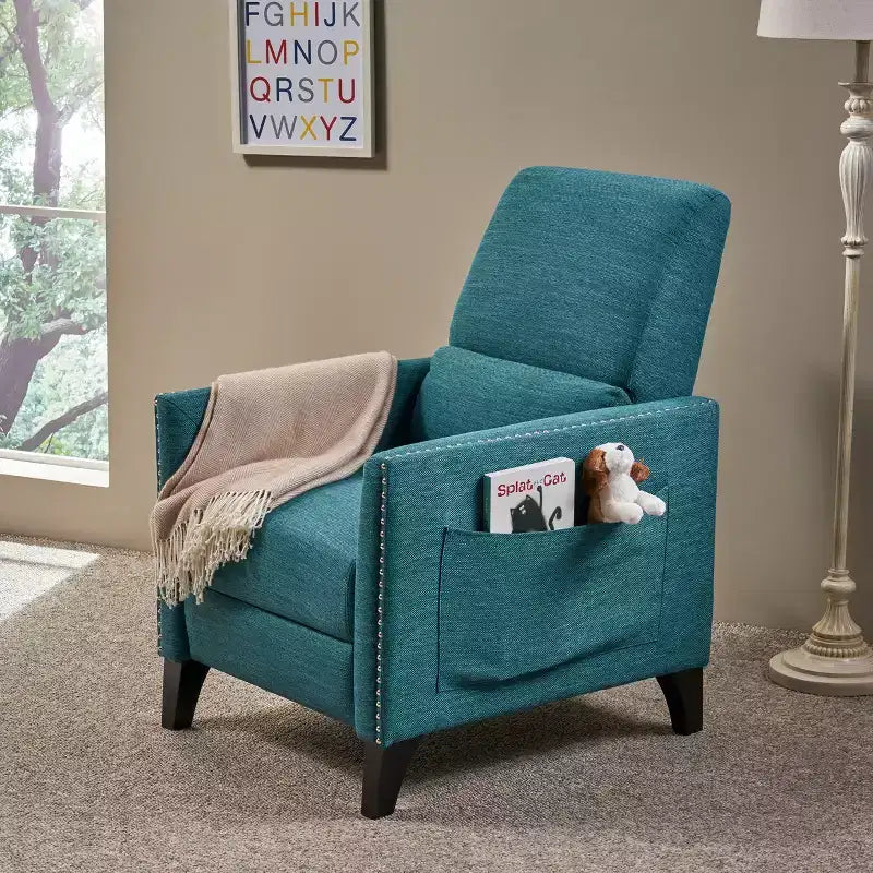 Fauteuil inclinable contemporain GDFStudio Alscot en tissu avec clous décoratifs