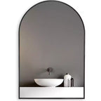 Miroir mural de salle de bain avec arche en métal noir